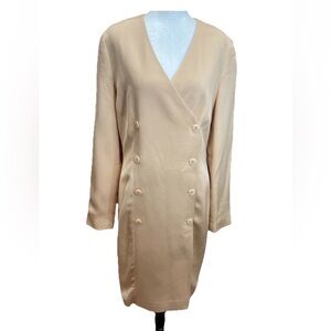 Ann Taylor ladies size 8 silk/wool 1990s champagne double breasted blazer dress